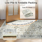 Lofus 9x12 Area Rugs for Living Room, Machine Washable Non-Slip Area Rug, Low Pile Large Rugs for Bedroom, Kitchen, Dining Room, Home Office, Vintage Oriental Print Rug, Taupe Grey