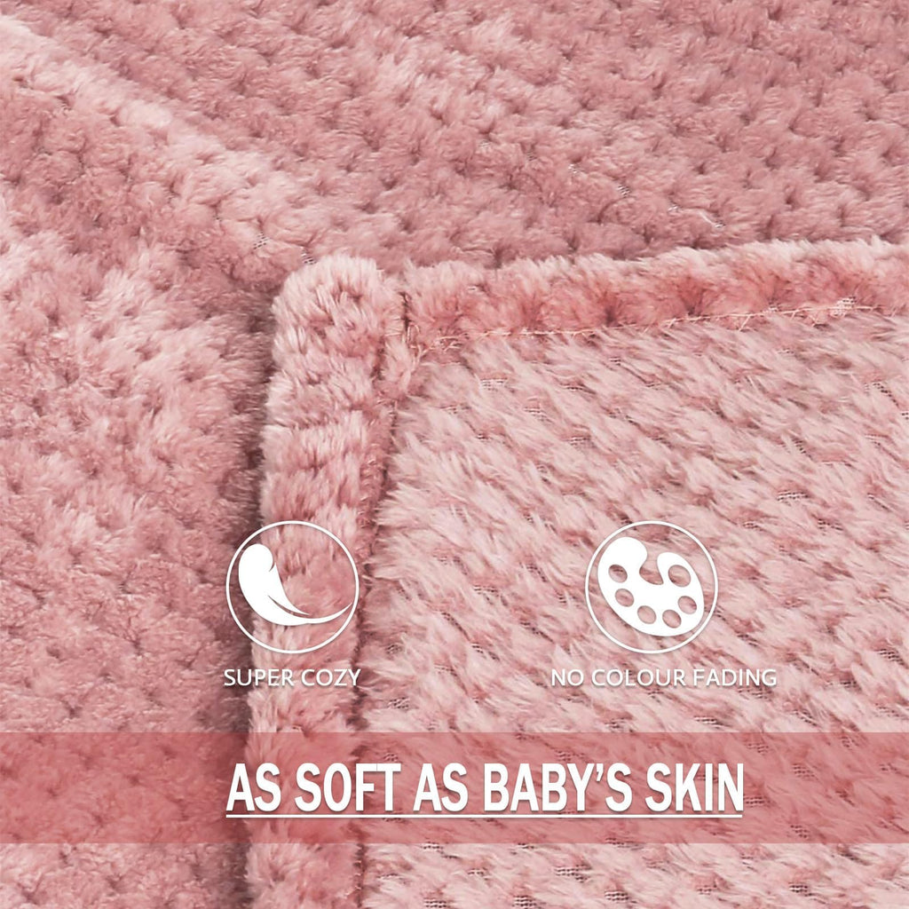 Exclusivo Mezcla Soft Waffle Fleece Bed Blanket Twin Size, Pink