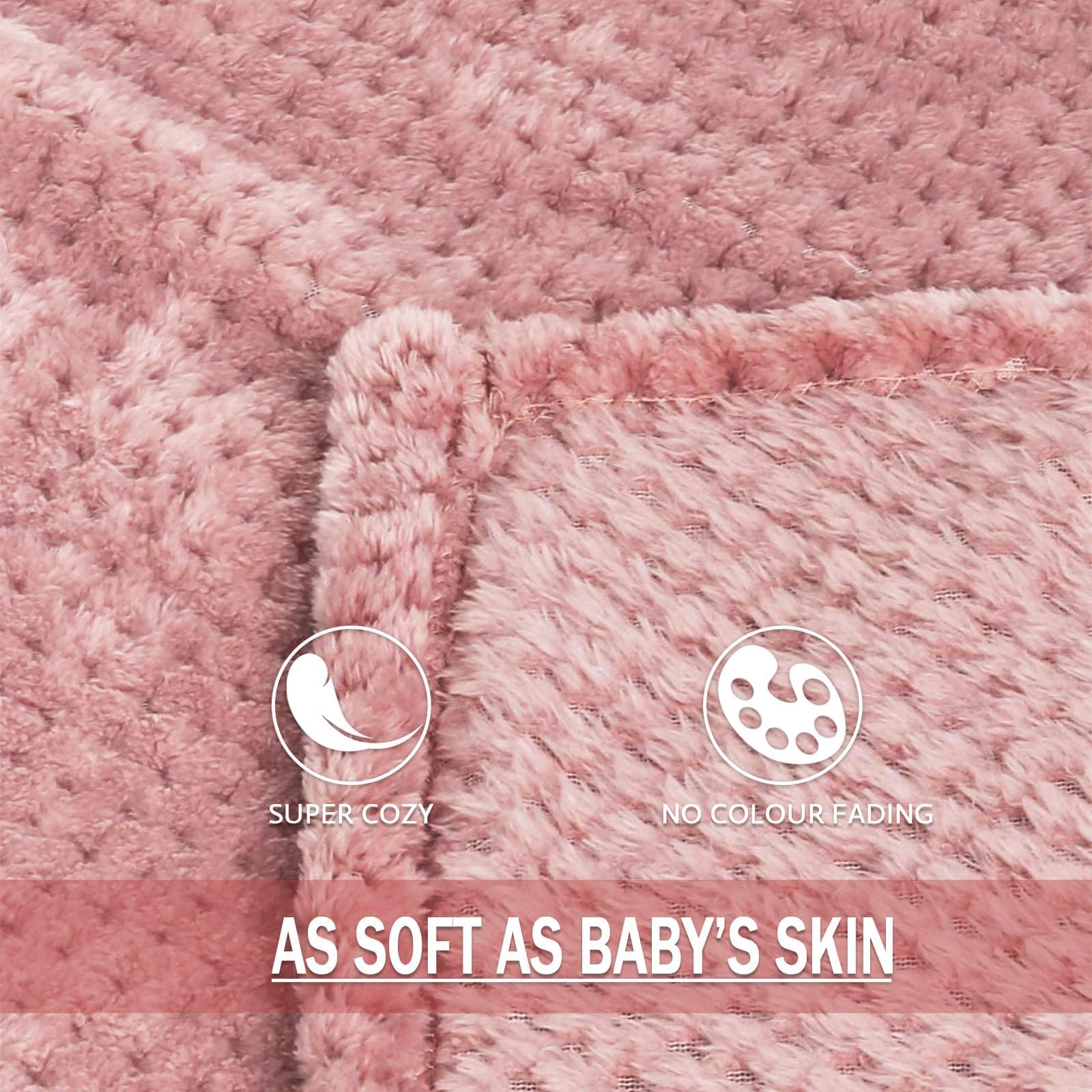 Exclusivo Mezcla Soft Waffle Fleece Bed Blanket Twin Size, Pink