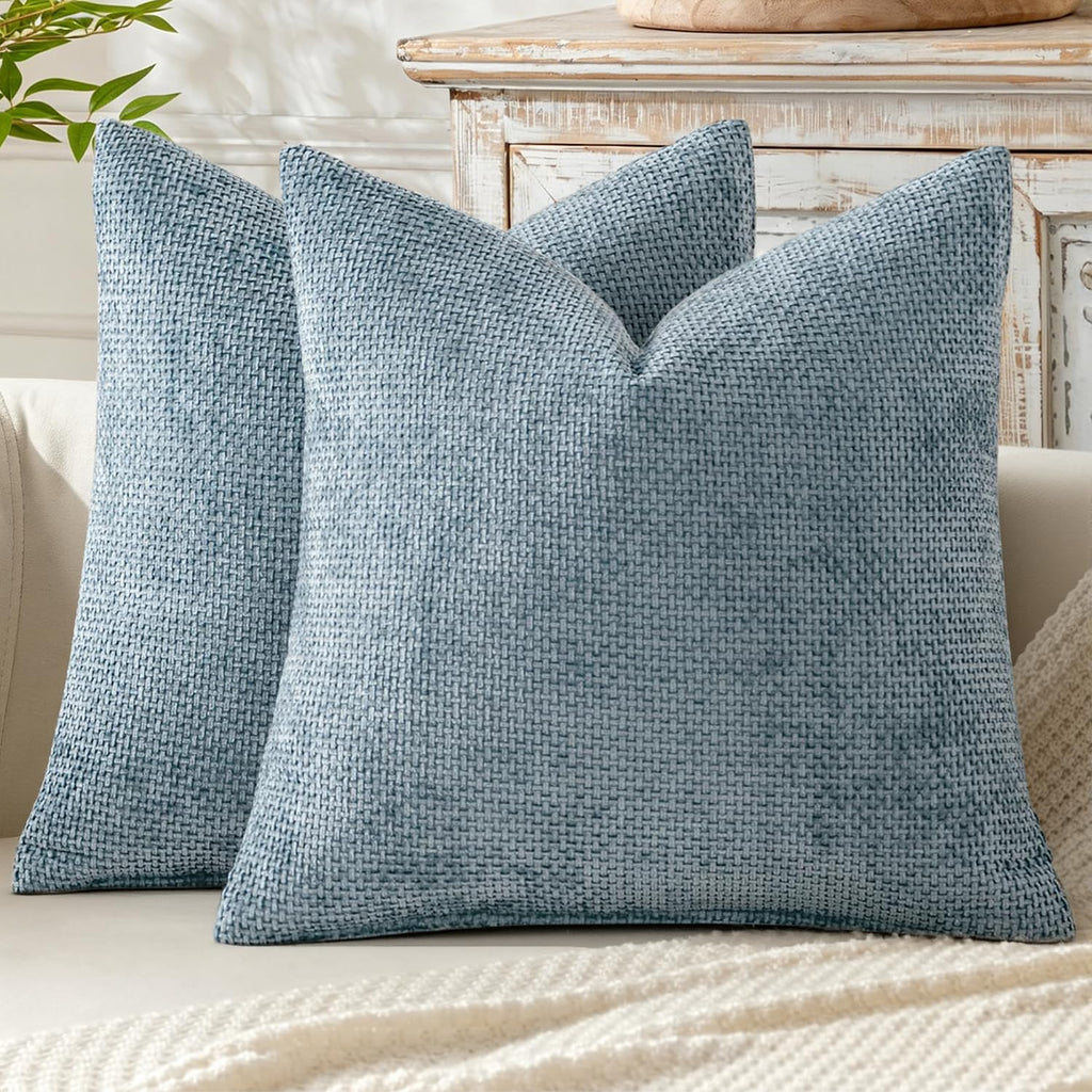 MIULEE Decorative Couch Throw Pillow Covers 22x22 Inch Coastal Blue 2 Pack