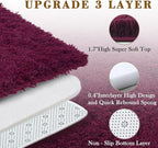 Area Rugs 9x12 Living Room, Burgundy Large Shaggy Carpet Plush Furry Rug