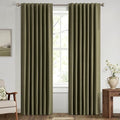 MIULEE 100% Blackout Linen Curtains for Bedroom, Light Olive Green Solid Luxury Decor Thermal Insulation Room Darkening Drapes for Living Room Nursery Back Tab Rod Pocket 42 x 63 Inches, 2 Panels