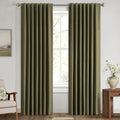 MIULEE 100% Blackout Linen Curtains 42 x 63 Inch Light Olive Green 2 Panels