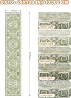 Runner Rug 2x10, Ultra-Thin Kitchen Rugs Non Slip Washable Rugs for Entryway Rug, Kitchen Runner Low Pile Vintage Soft Carpets for Living Room, Bathroom Bedroom (Light Green,2'x10')
