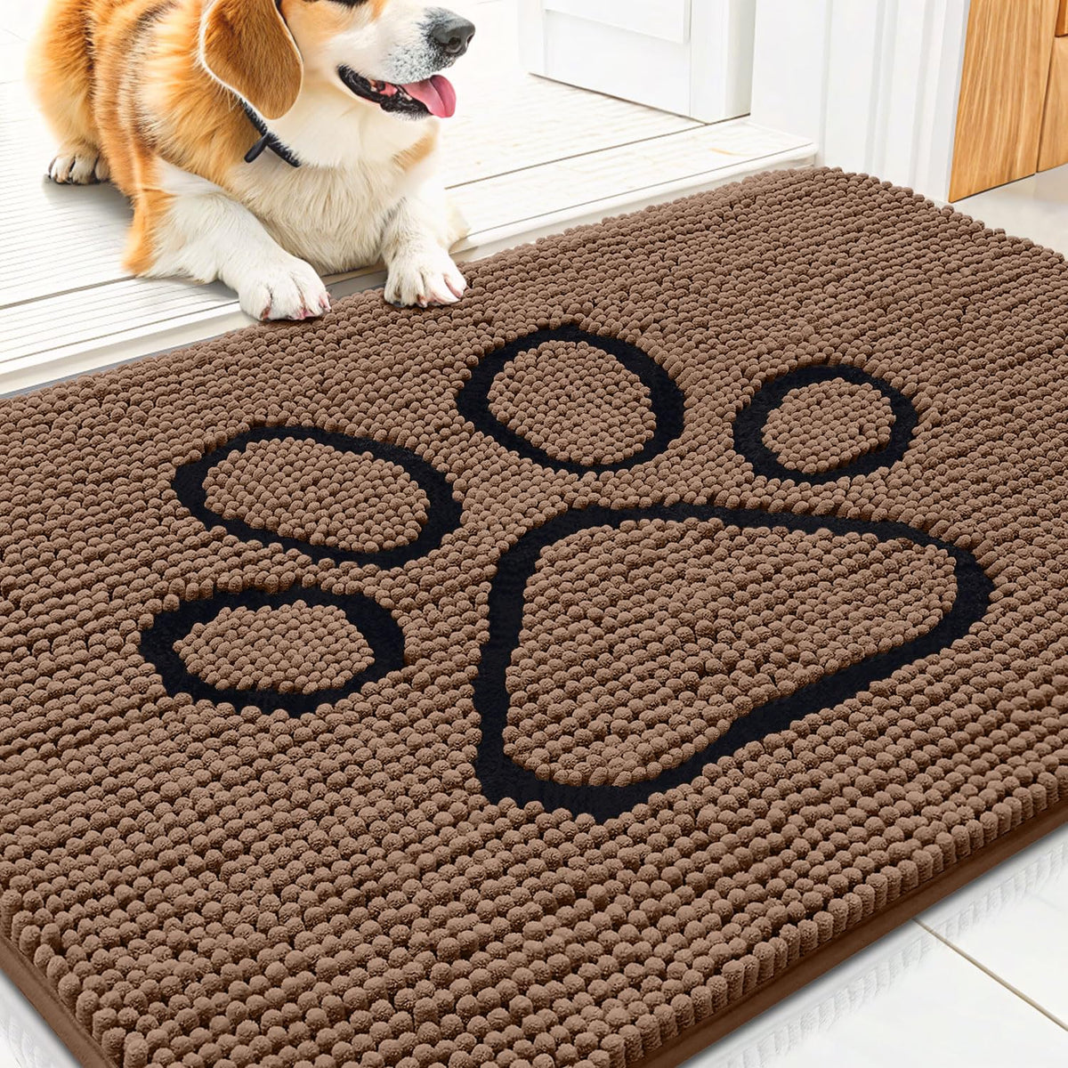 Smiry Dog Door Mat for Muddy Paws, Absorbent Non Slip Dirt Trapper, 30x20