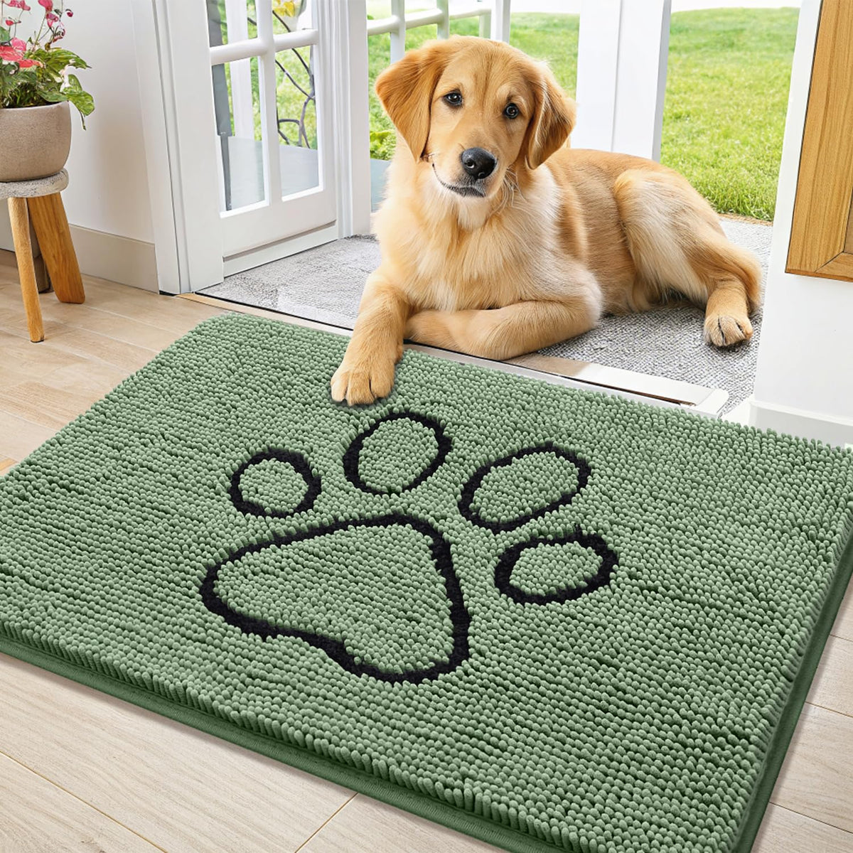 Smiry Dog Door Mat for Muddy Paws, Absorbent Non Slip Dirt Trapper, 36x24