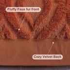 decorUhome Faux Fur Plush Soft Rust Throw Pillow Covers 16x16 Set of 2