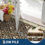 Large Entryway Rug 3x5 Floral Washable Area Rugs Vintage Soft Non-Slip Small Floor Carpet Doormat Stain Resistant Low-Pile Ultra-Thin Entry Mat for Bedside Kitchen Brown