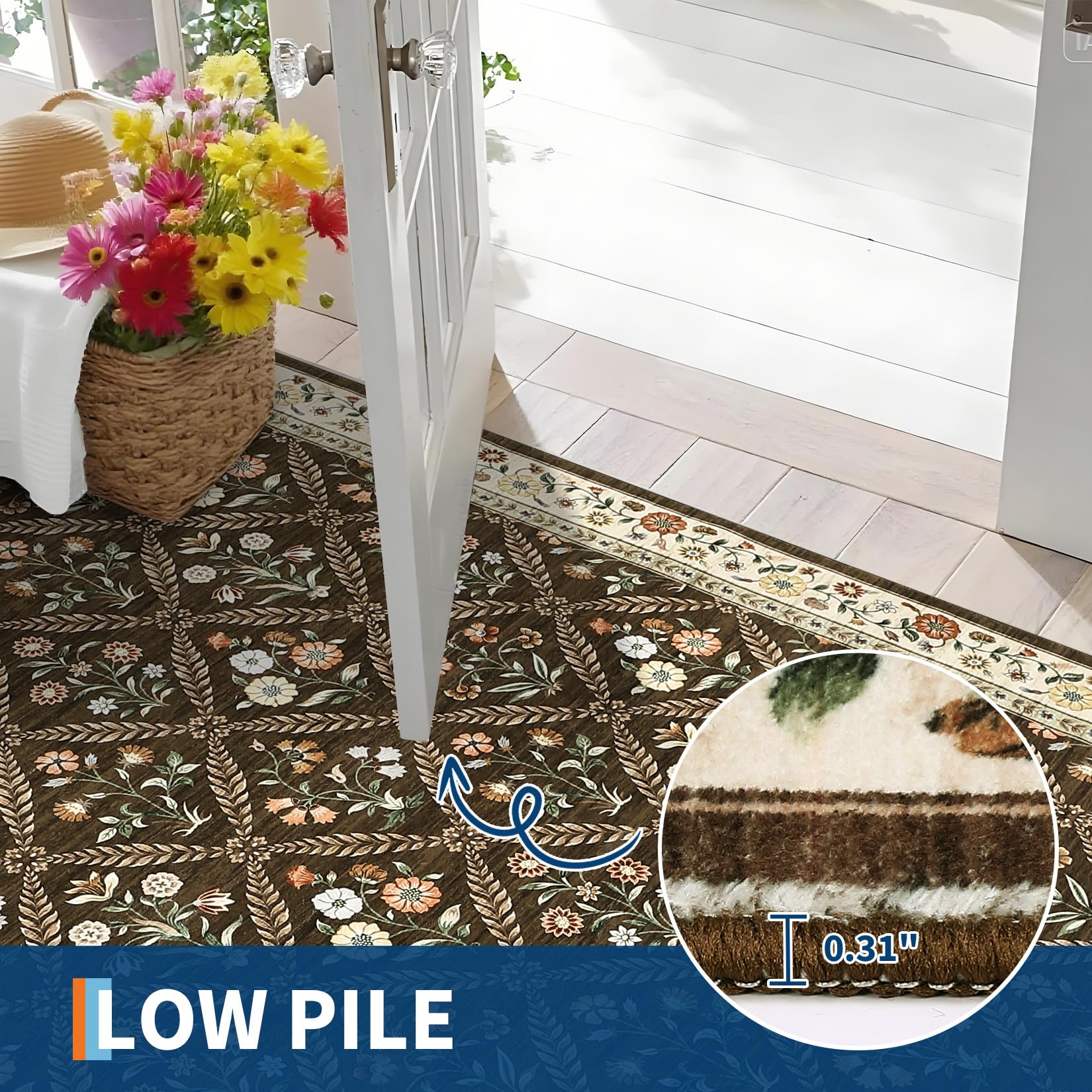 GarveeHome Washable Kitchen Rugs Non Slip 2x6 Hallway Runner Stain Resistant Low Pile Rug