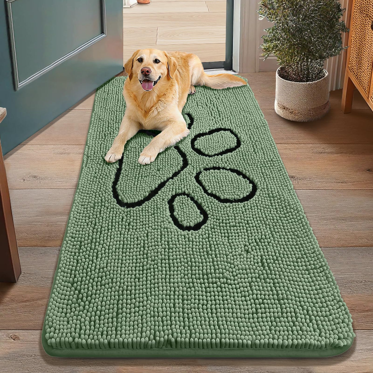 Smiry Dog Door Mat for Muddy Paws, Absorbent Non Slip Dirt Trapper, 48x30