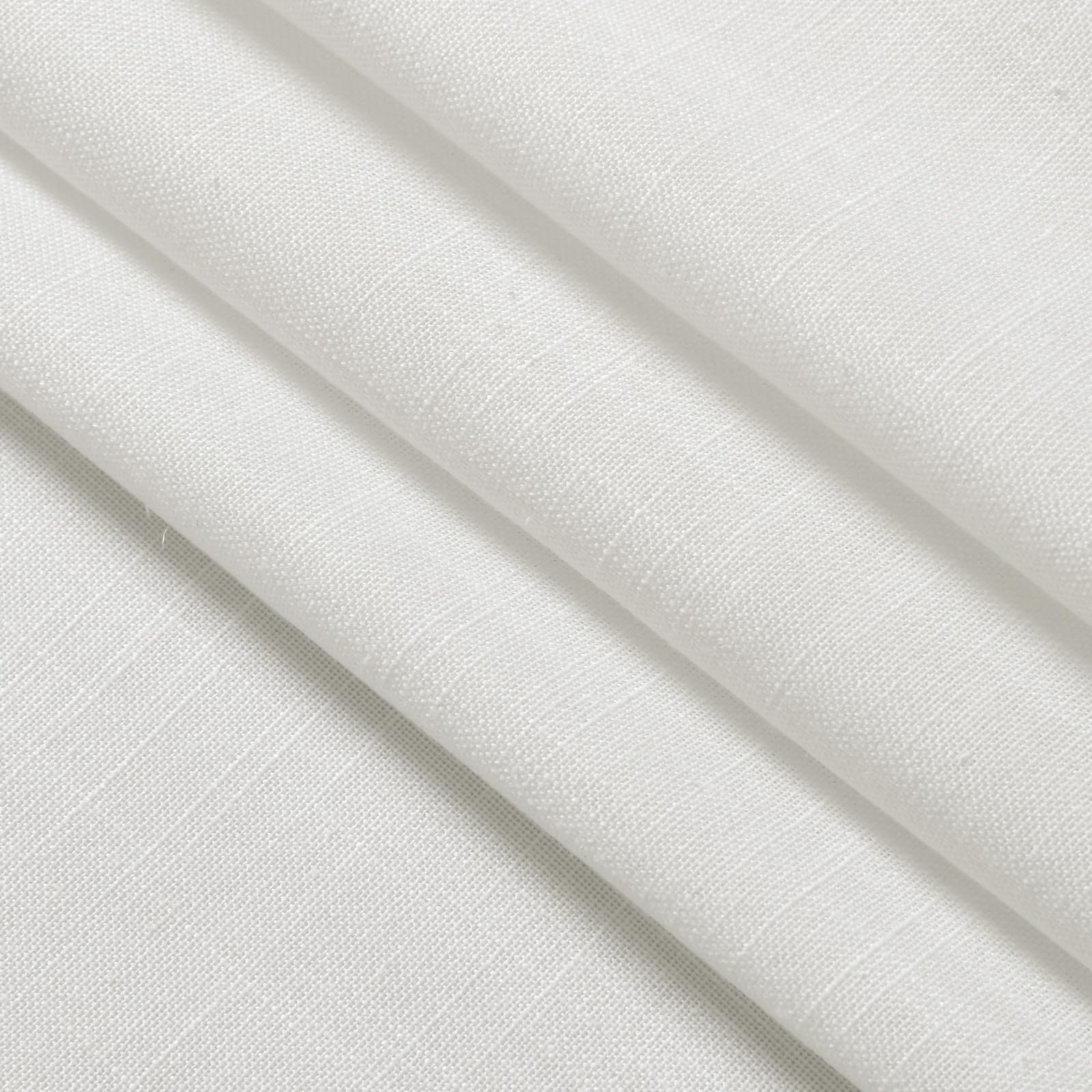 Nanspring Off White Cafe Curtains 45 Inch Length Set 2 Panel Back Tab Pocket Semi Sheer Short Linen White Curtain Tiers for Small Bathroom Window Basement 52x45