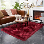 EasyJoy Ultra Soft Fluffy Shaggy Area Rug Faux Fur Rug Chair Cover Seat Pad Fuzzy Area Rug for Bedroom Floor Sofa Living Room (4 x 6 ft Rectangle, Burgundy)