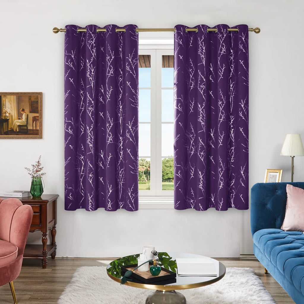 Deconovo Living Room Curtains 63 Inches Long, Blackout Curtains for Bedroom