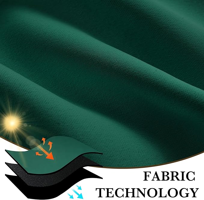 RYB HOME 100% Blackout Short Curtains for Small Window, Thermal Insulated Total Room Darkening Noise Reducing Curtains for Kitchen Bathroom Basement, 52 inches Wide by 36 inches Long, Dark Green