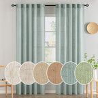 MIULEE Sea Green Linen Curtains 52x84 Inch for Bedroom Living Room 2 Panels