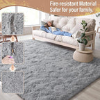 LOCHAS Ultra Soft Indoor Modern Area Rugs Fluffy Living Room Carpets for Children Bedroom Home Decor Nursery Rug 6x9 Feet, Gray