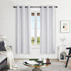 Deconovo Greyish White Curtains, Room Darkening Curtain, Thermal Insulated Soundproof Drapes, Silver Branch Print, 42 x 72 Inch Long, Grommet Window Panels for Living Room Bedroom Nursery, Set of 2