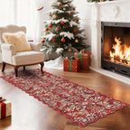 Yamaziot Christmas Runner Rug 2x8 – Red Floral Washable Non-Slip Carpet Runner Christmas Holiday Decor, Soft Low Pile Christmas Rug for Hallway, Kitchen, Entryway