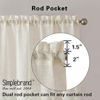 Simplebrand Natural Linen Textured Sheer Curtains 96 inches Long 2 Panels, Rod Pocket Solid Color Window Sheer Curtain Panels, Elegant Curtains & Drapes for Living Room, Bedroom (40" W x 96" L)