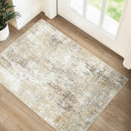 RELEANY Washable 2'x3' Abstract Area Rug for Living Room Neutral Brown