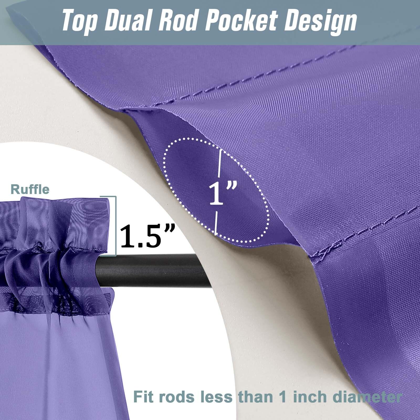 Ebesto Purple Small Sheer Curtains 2 Panels Set, Kitchen Curtains 36 Inch Length, Elegant Light Filtering Short Window Drapes for Living Room Bedroom, Dual Rod Pocket Design, 2x42Wx36L Inches