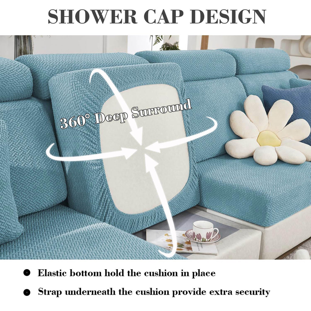 Disayu Sofa Covers Couch Covers for Sofa Pet Friendly Couch Cushion Covers Universal Sofa Covers Washable Stretch Slipcovers for Sectional Sofa (Texture Sea Blue,Chaise Cover)