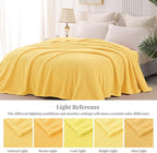 Whale Flotilla Extra Large Fuzzy Fleece Throw Blanket for Couch, 50x70 Inch Fluffy Warm Soft Jacquard Blankets for All Season, Lightweight and Cozy, Yellow