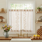 jinchan Floral Linen Curtains 84 Inch Farmhouse Back Tab 2 Panels