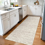 3x7 Washable Hallway Runner Rug - Moroccan Non-Slip Indoor Table Long Runners for Entryway Soft Low-Pile Neutral Rugs for Kitchen Waterproof Geometric Carpet for Bedroom Bathroom Laundry 3x7 Beige