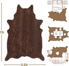 Faux Antelope Cheetah Print Rug, Leopard Rug 5.2x7 Faux Animal Print Skin Cheetah Area Rug for Bedroom Living Room Animal Fur Hide Rustic Dark Brown