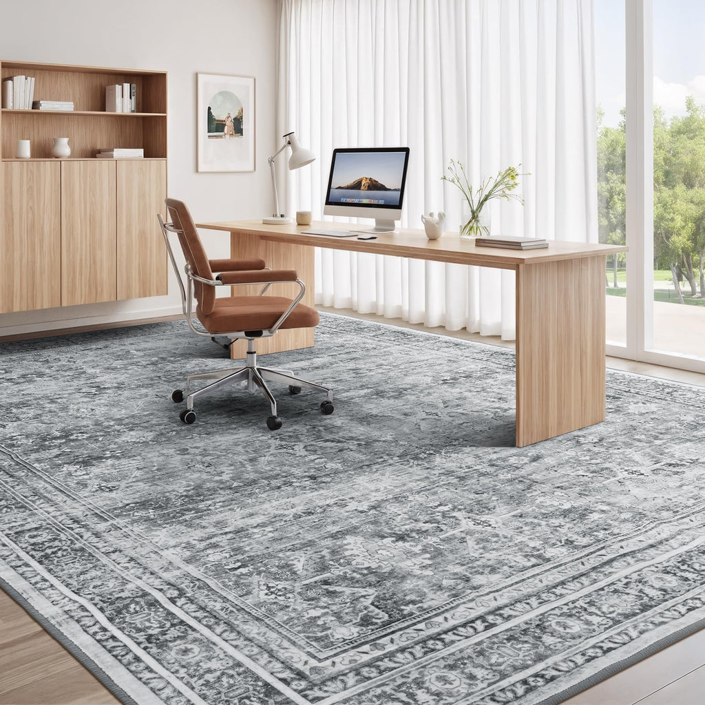 5x7 Area Rug for Living Room Bedroom, Non-Slip Washable Grey Carpet