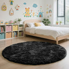 yulidayang Black Fluffy Round Area Rugs for Bedroom,4Ft Shag Circle Area Rugs for Living Room,Non Slip Fuzzy Plush Rug for Kids Boys Girls Room and Dorm Home Decor Rug
