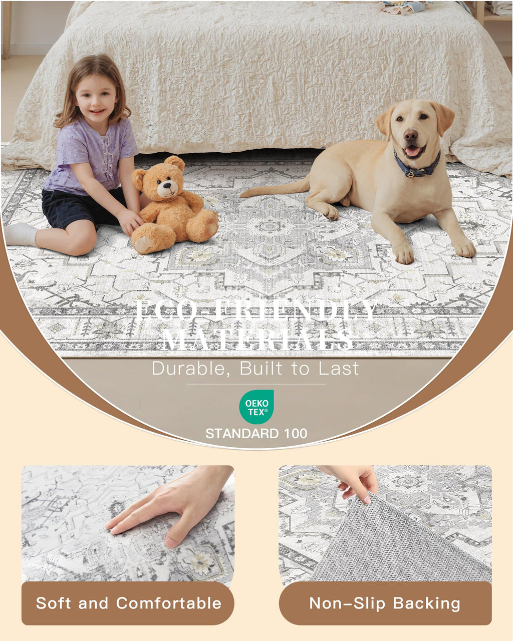 Madane Washable Runner Rugs 2x10 Long for Hallway Kitchen, Grey