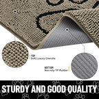 Smiry Dog Door Mat for Muddy Paws, Absorbent Dirt Trapper Non Slip Quick Dry Washable Chenille Mat for Mud Dogs, Entry Rug for Indoor and Outdoor (30x20 Inches, Warm Taupe and Black)