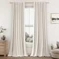 Extra Long 100% Blackout Linen Curtains for Bedroom 108 Inches Long 9 FT Natural Cream Black Out Curtain Back Tab Thermal Insulated Room Darkening Window Drapes for Living Room 2 Panels Beige Ivory