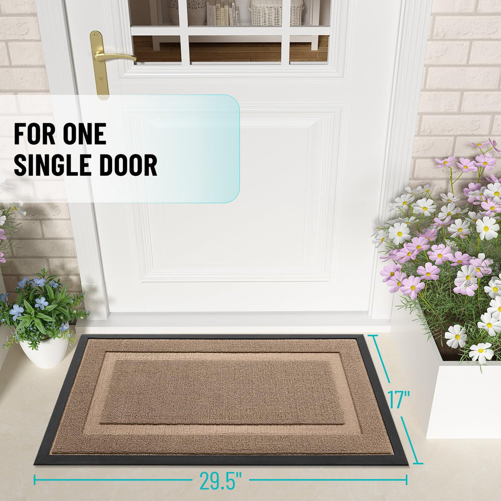 OLANLY Front Door Mat Outside 47x23, All-Season Heavy-Duty Rubber Doormat