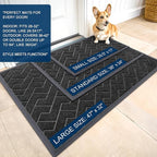 OLANLY Front Door Mat Indoor Outdoor Entrance, Waterproof All-Season, All-Weather Doormat, Sturdy Natural Rubber, Low Profile, Easy Clean Patio Porch Entryway Mat, Herringbone Brick (Black, 71x23)