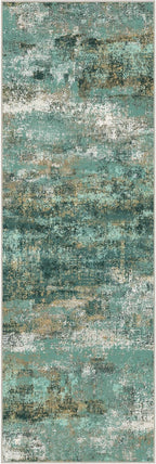 Runner Rug for Hallway Kitchen, 2x6 Machine Washable Runners Rug for Entryway, Soft Modern Abstract Throw Rugs, Low Pile Floor Cover with Non Slip Backing, Turquoise