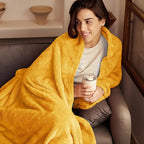 Exclusivo Mezcla Plush Fuzzy Fleece Throw Blanket Extra Large, Super Soft, Fluffy and Warm Blankets for Couch, Bed, All Season (Mustard Yellow, 50x70 inches)