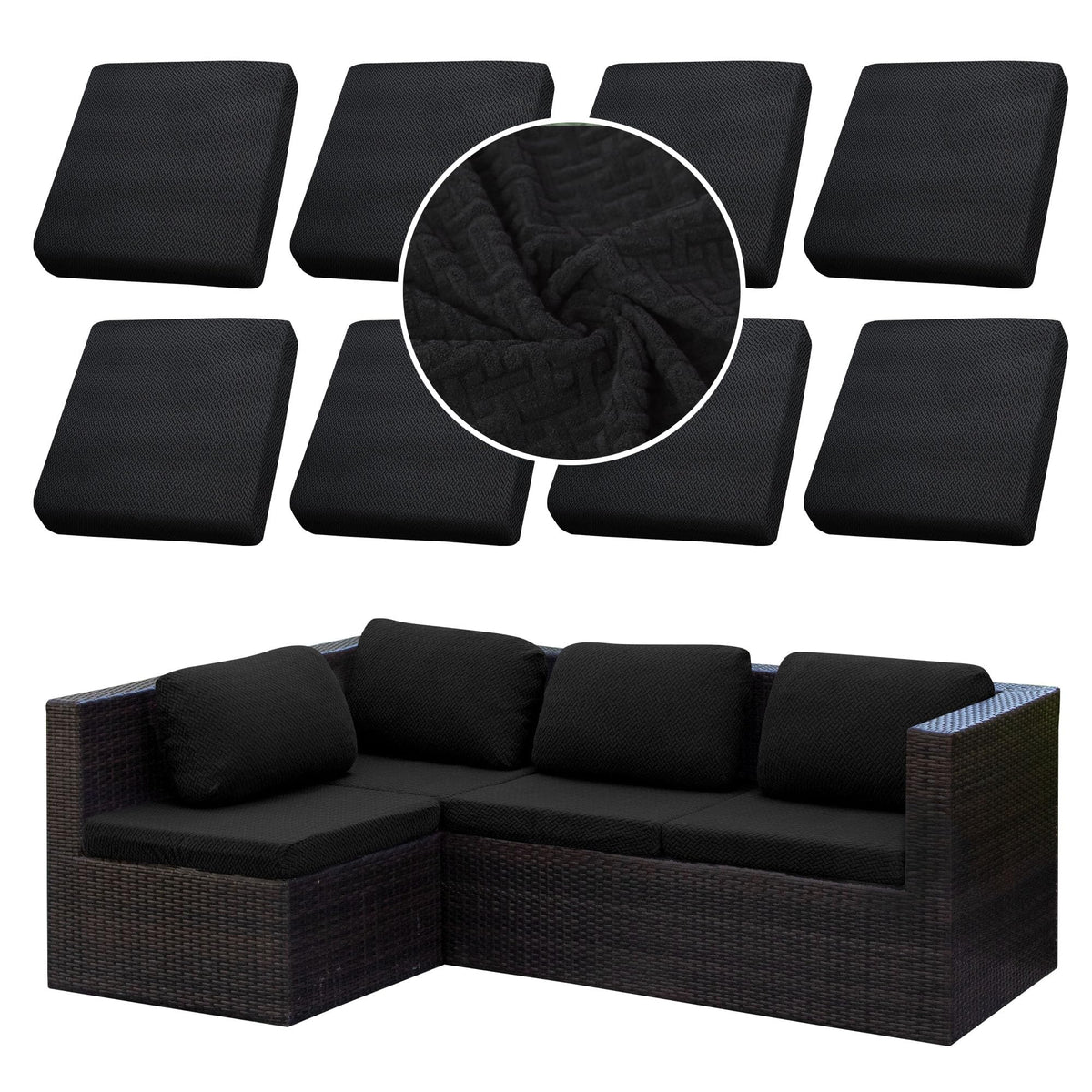 SUKAIKEQA 8PCS Patio Cushion Covers.Patio Furniture Couch SeatSlipcovers