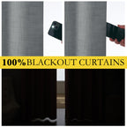 NICETOWN 100% Absolutely Blackout Linen Curtains with Thermal Insulated White Liner, Dove Grey, W52, 2 Pieces, Noise Reducing Textured Linen Look Curtains for Windows 120 inch Length for Classroom