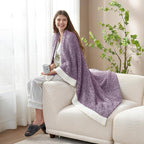 Snuggle Sac Super Soft Purple Blanket Reversible Twin Size for Bed and Sofa, Warm Cozy Knit Blankets Fuzzy Plush, Heather Purple, 60x80 inches