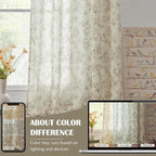 jinchan Linen Floral Curtains for Living Room 96 Inch Length Taupe Printed Flower French Country Curtain Farmhouse Cottage Core Toile Curtains Back Tab Light Filtering Window Drapes Set 2 Panels