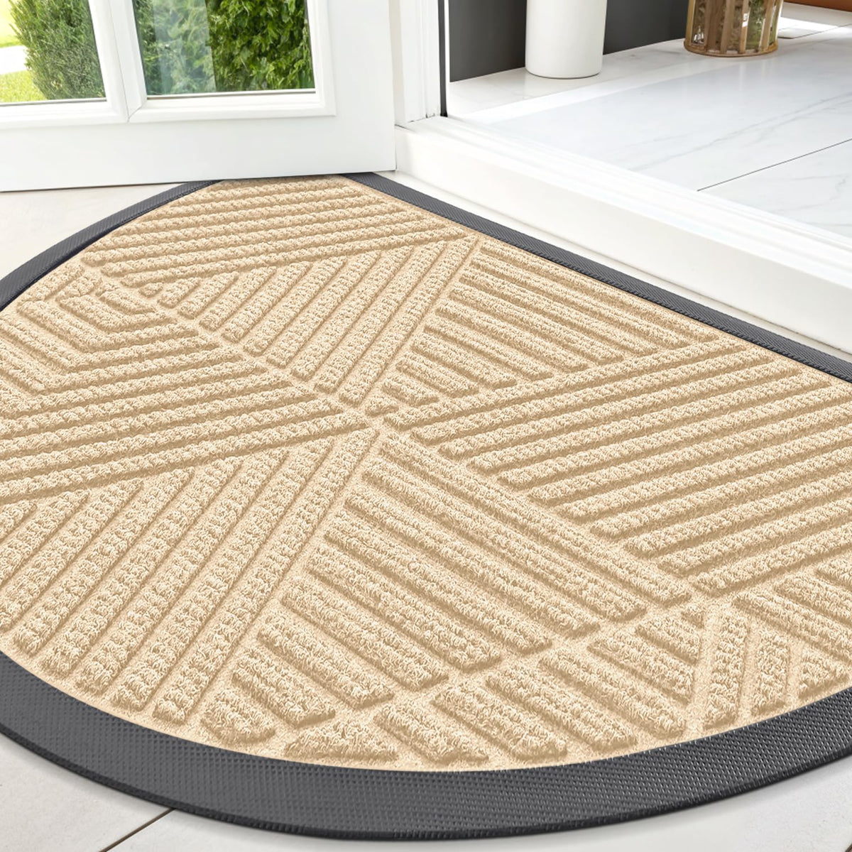 Smiry Front Door Mat Outside Entrance, Low Profile Rubber Doormat, 47x32