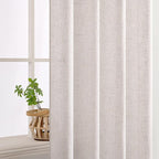 MIULEE White Linen Curtains 63 Inch Length 2 Panels for Bedroom Living Room, Soft Thick Linen Textured Natural Window Drapes Semi Sheer Light Filtering Back Tab Rod Pocket Burlap Look Decor