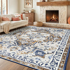 Rugflix 9x12 Area Rugs for Living Room, Washable Beige Grey Large Rug