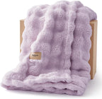 Bedsure 3D Fleece Bubble Blanket for Couch - GentleSoft Purple Throw Blanket for Sofa Bed Room Decor - Luxury Soft Cozy Gifts for Kids, Lightweight, All Seasons, Light Purple, 50"×60"