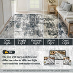 2x7 Runner Rug for Hallway, Washable Modern Abstract Runner Rugs Neutral Soft Non Slip Kids Rug Stain Resistant Indoor Runners for Entryway Bedroom Kitchen Laundry Room(BlackGrey, 2'x7')