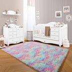 ONASAR Rainbow Area Rugs for Girls Bedroom, 4x6 Fluffy Bedside Colorful Rug, Cute Soft Plush Shaggy Princess Fuzzy Indoor Floor Carpet for Nursery Kids Baby Teen Dorm Playroom Home Decor Aesthetic