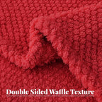 Whale Flotilla Queen Size Fuzzy Fleece Blanket for Bed, 90x90 Inch Fluffy Warm Soft Jacquard Blankets for All Season, Lightweight and Cozy, Red